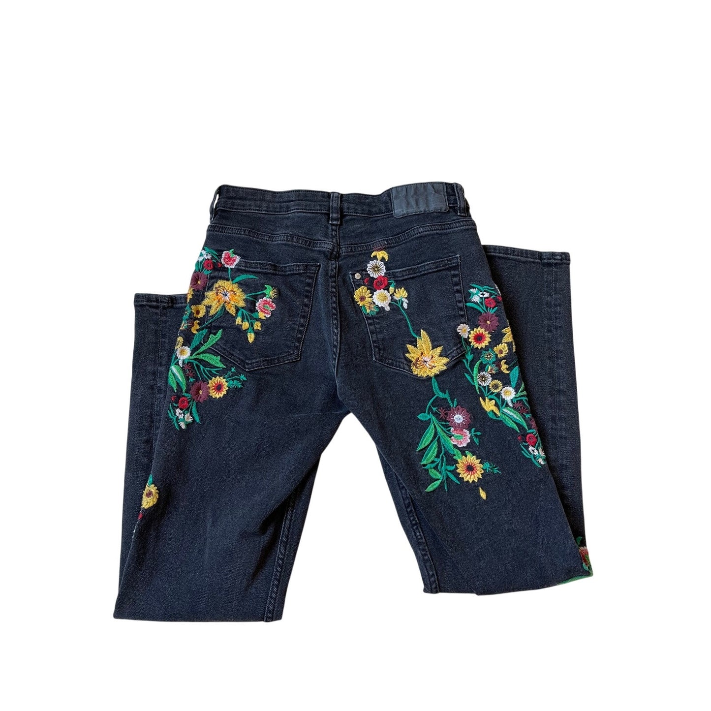 H&M Floral Embroidered Girlfriend Jeans 26