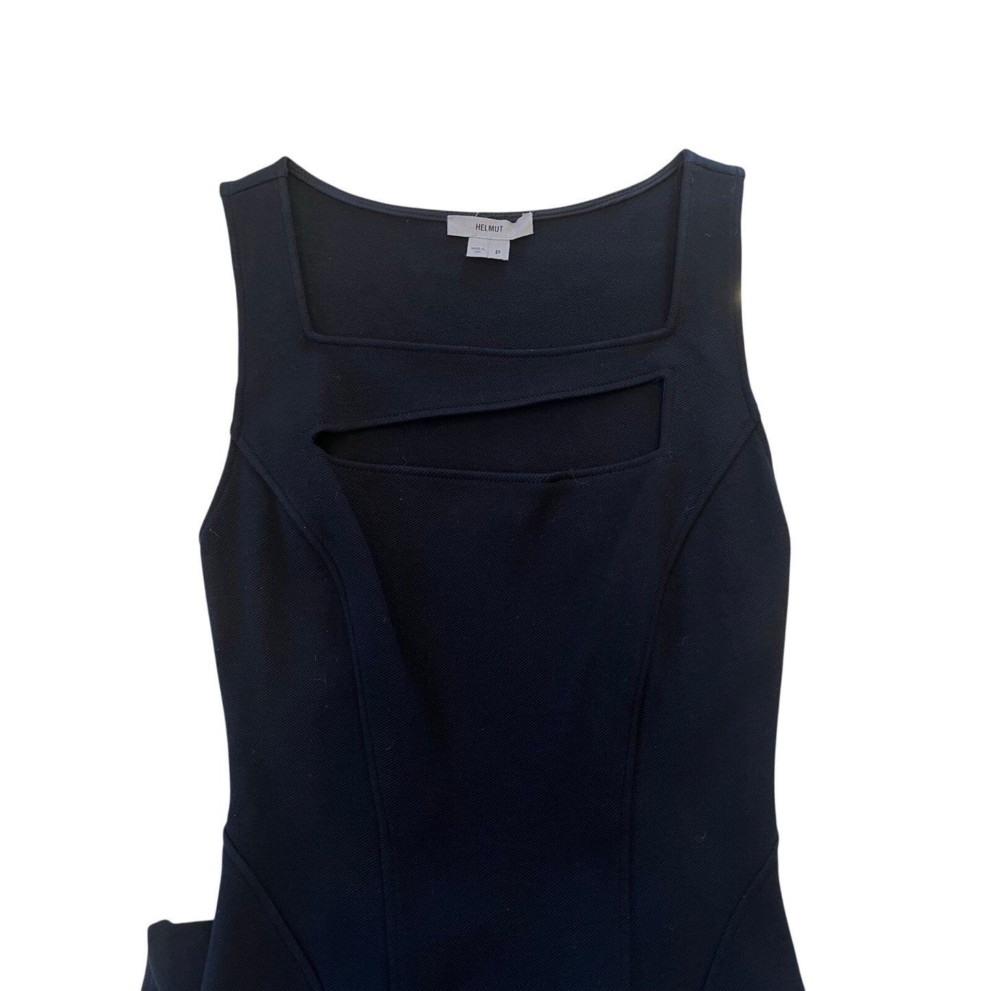 HELMUT Black Cutout Sheath Dress Silk Lined Sleeveless Bodycon USA Made Size P
