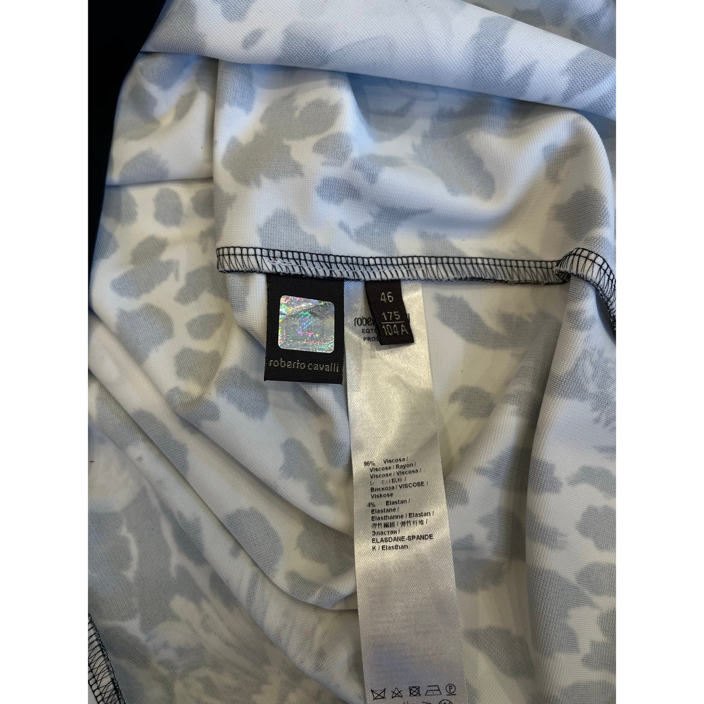 Roberto Cavalli Black White Leopard Print Midi Sheath Dress Made Italy