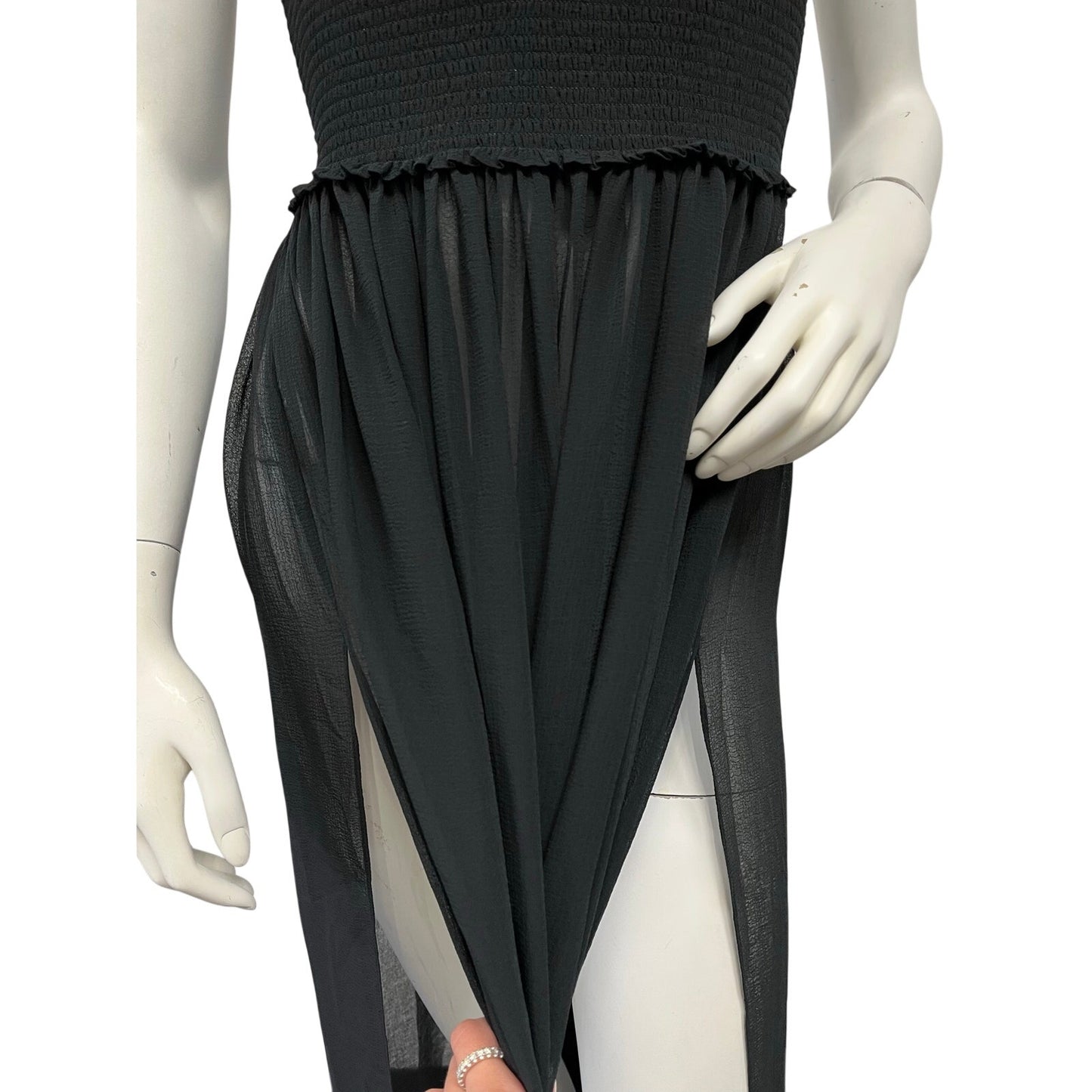 NWT Ramy Brook Calista Black Sheer Cover Up Maxi Dress Size Small