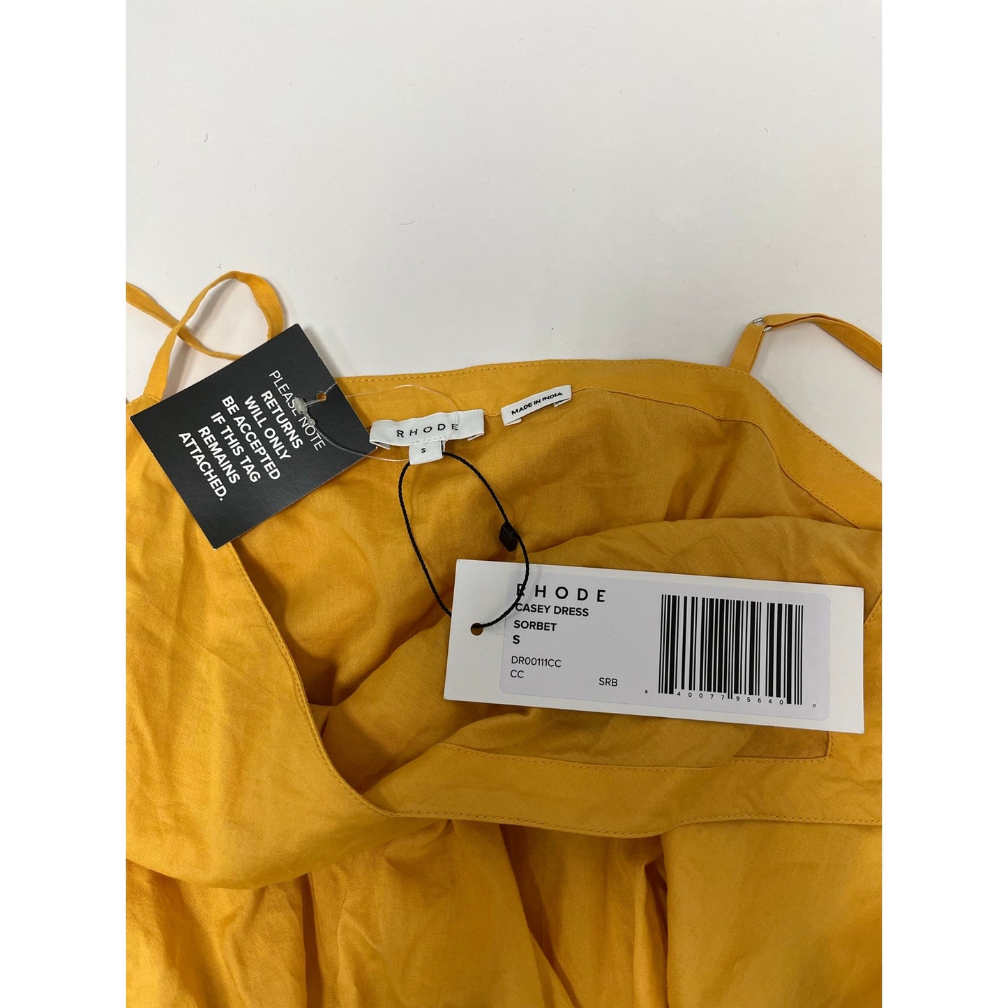 NWT RHODE Casey Dress Sorbet Yellow Mini Dress Size Small