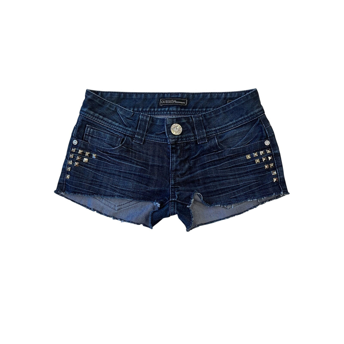 GUESS Premium Studded Rhinestone Denim Micro Shorts Size 24