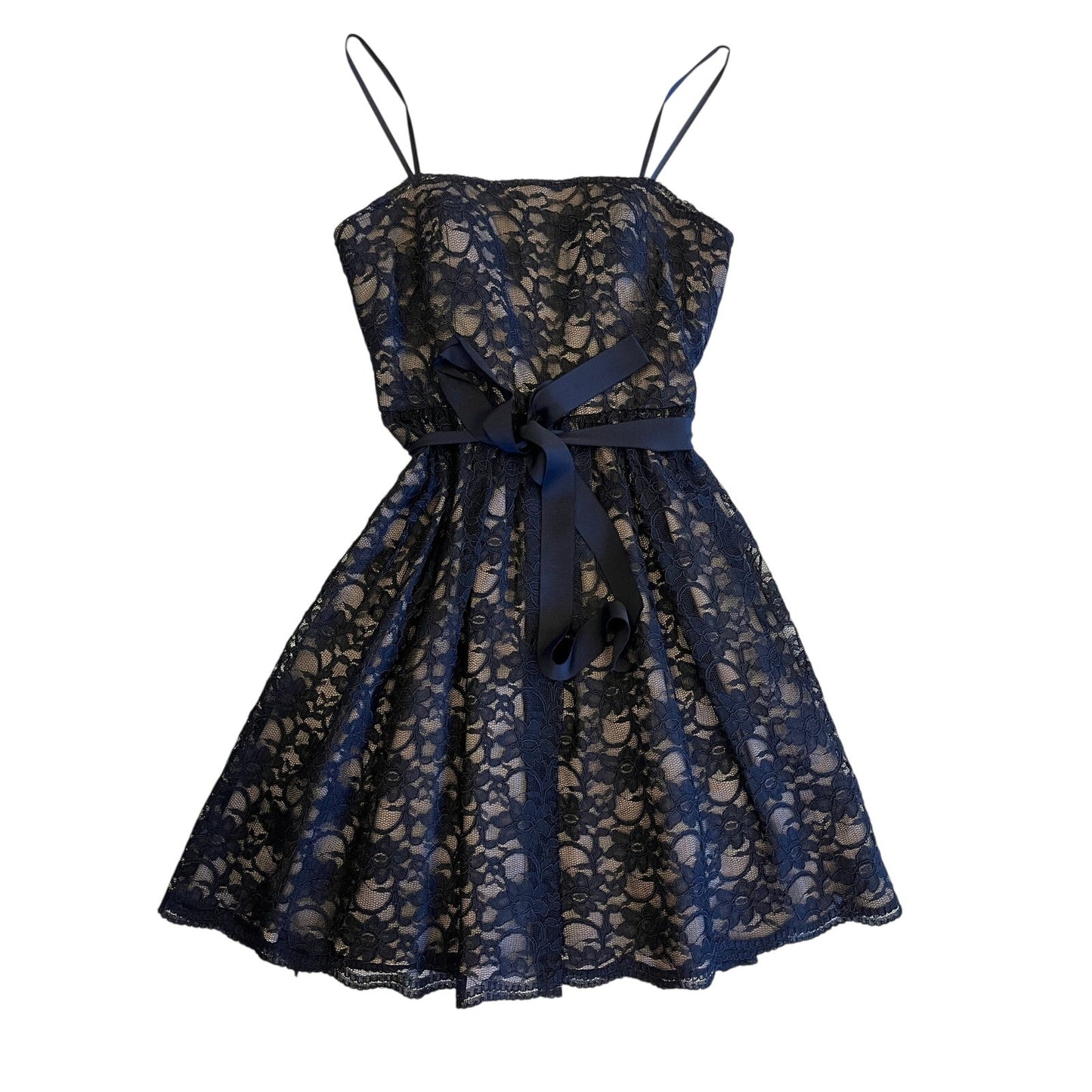 Aidan Mattox Black Lace Fit & Flare Cocktail Dress Size 6