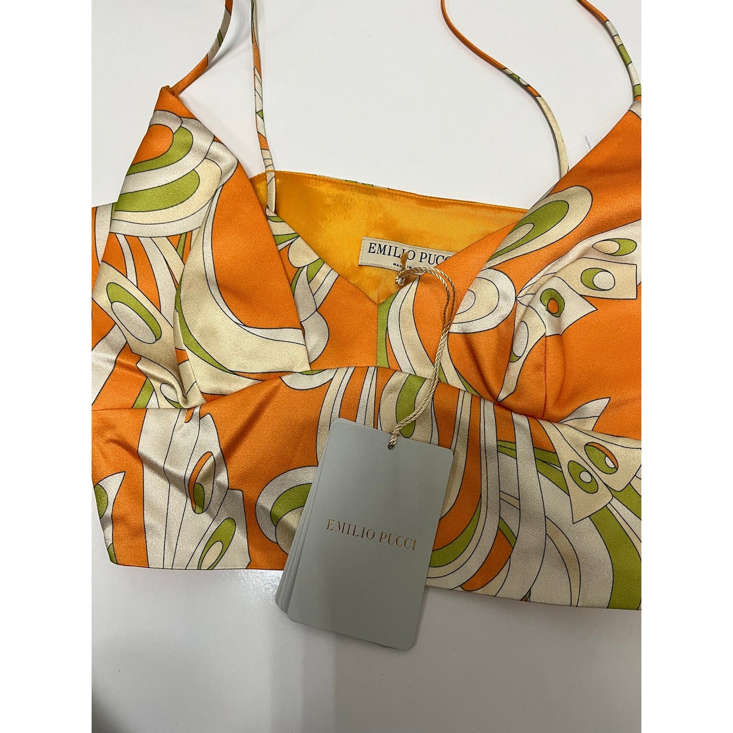 NWT Emilio Pucci Printed Crop Tank Top Made in Italy Signature Designer Print