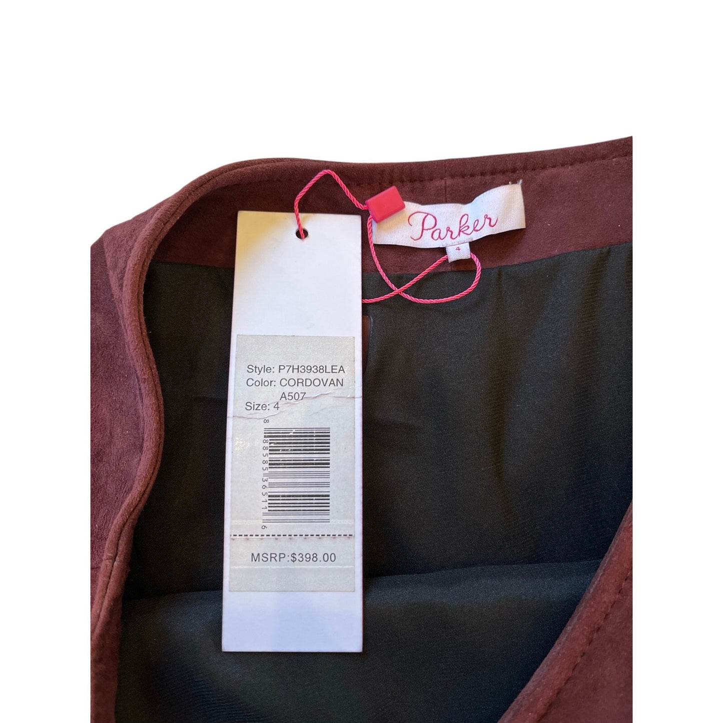 NWT Parker Cordovan Suede Lace-Up Mini Skirt Size 4 Burgundy Leather MSRP $398