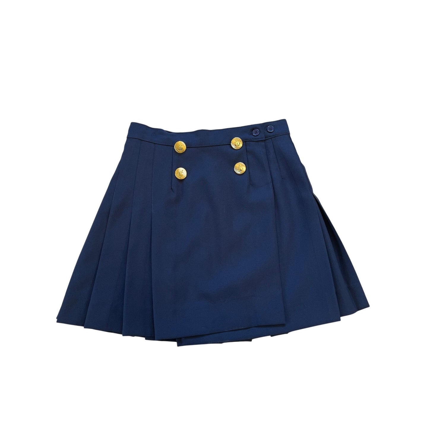 French Toast Navy Pleated skirt Gold Anchor Buttons Junior Size 3