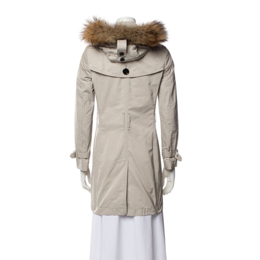 Authentic Burberry trench coat with fur hood