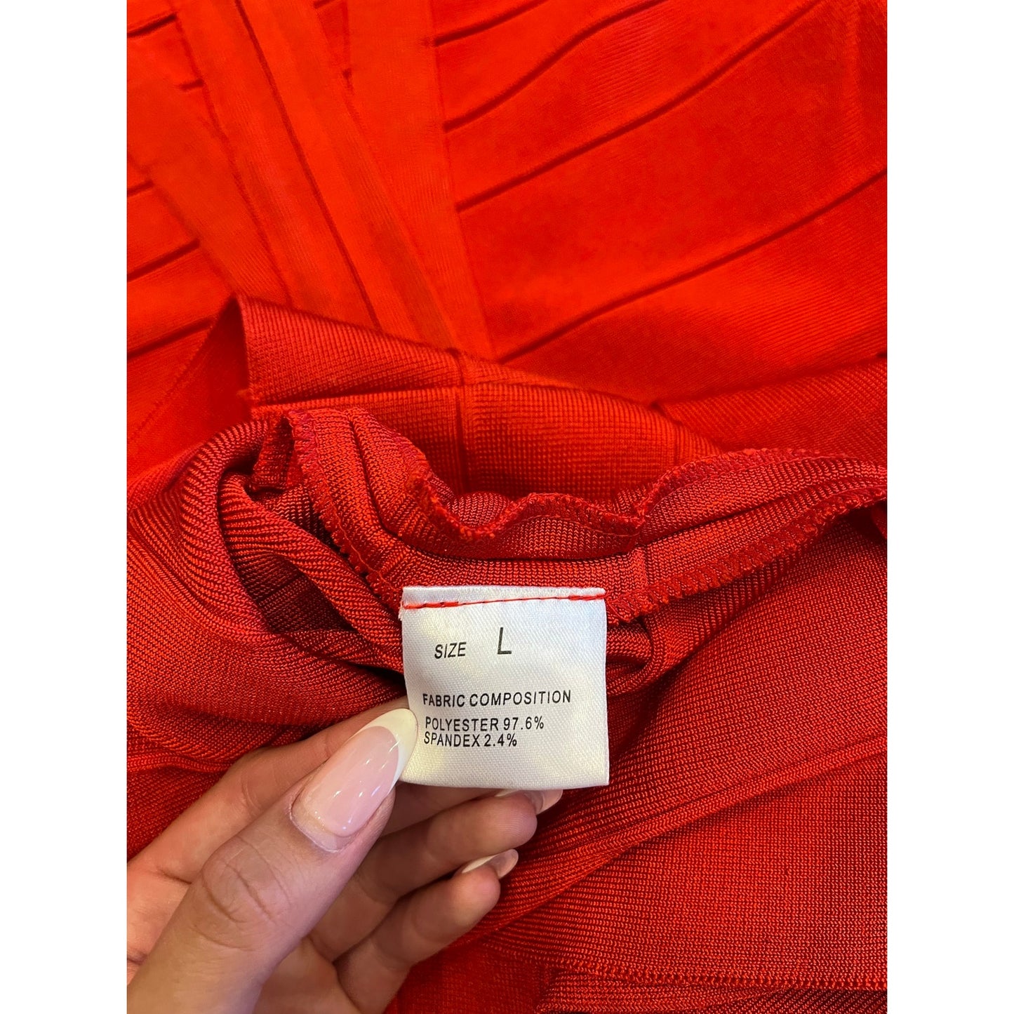 Red Bandage Bodycon Midi Dress Size Large Bustier Crisscross Strap Cocktail