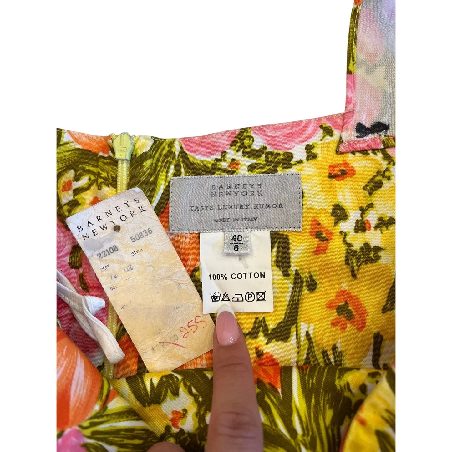 Barneys New York Made in Italy Floral Cotton Sundress Pink Yellow Orange Size 6