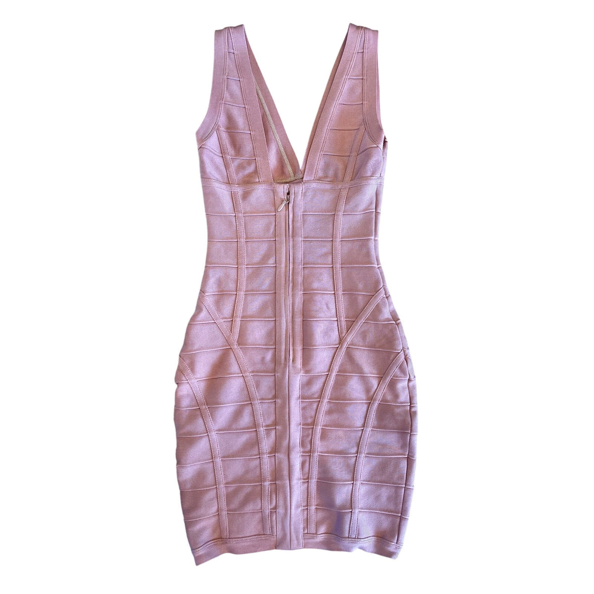 House of CB Jenna Nude Pink Bandage Bodycon Mini Dress XS Deep V Discontinued