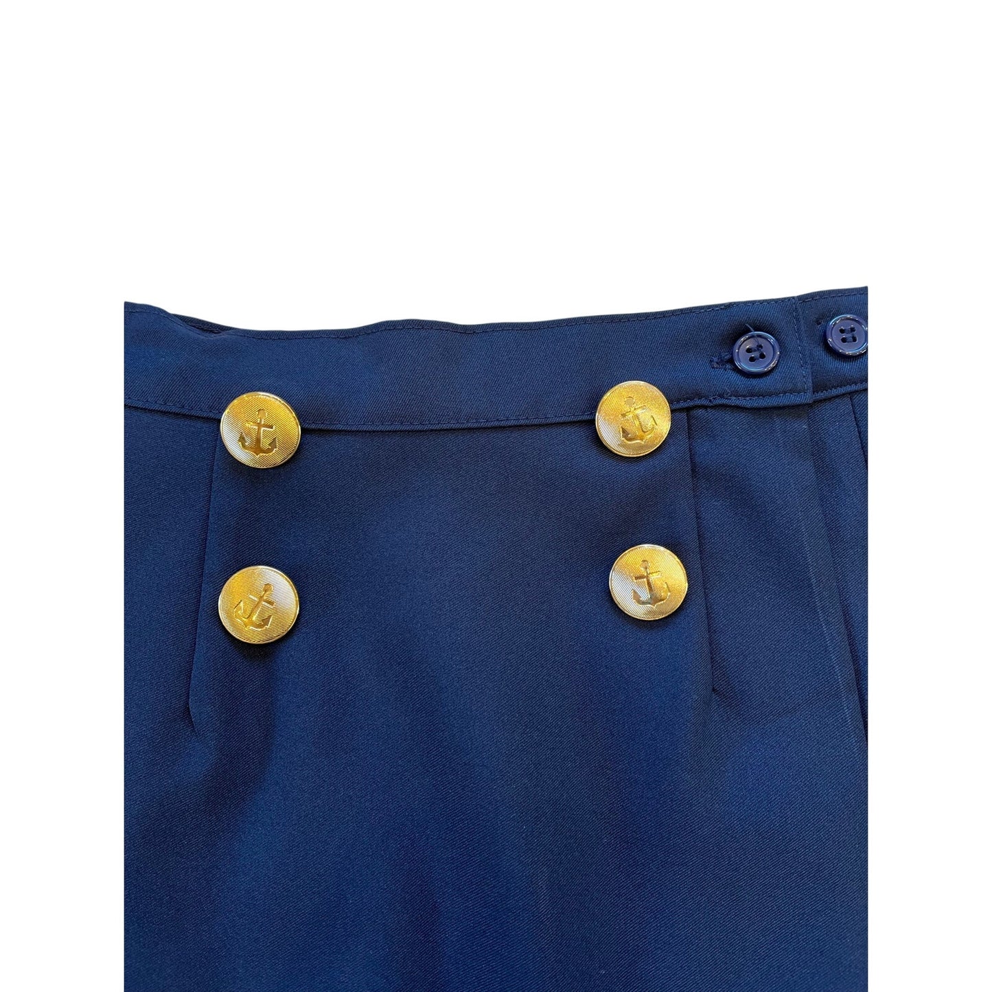 French Toast Navy Pleated skirt Gold Anchor Buttons Junior Size 3