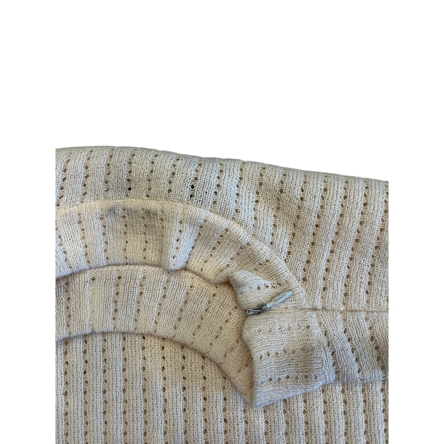 St. John Sport Ivory Open Knit Sleeveless Mock Neck Top Size S
