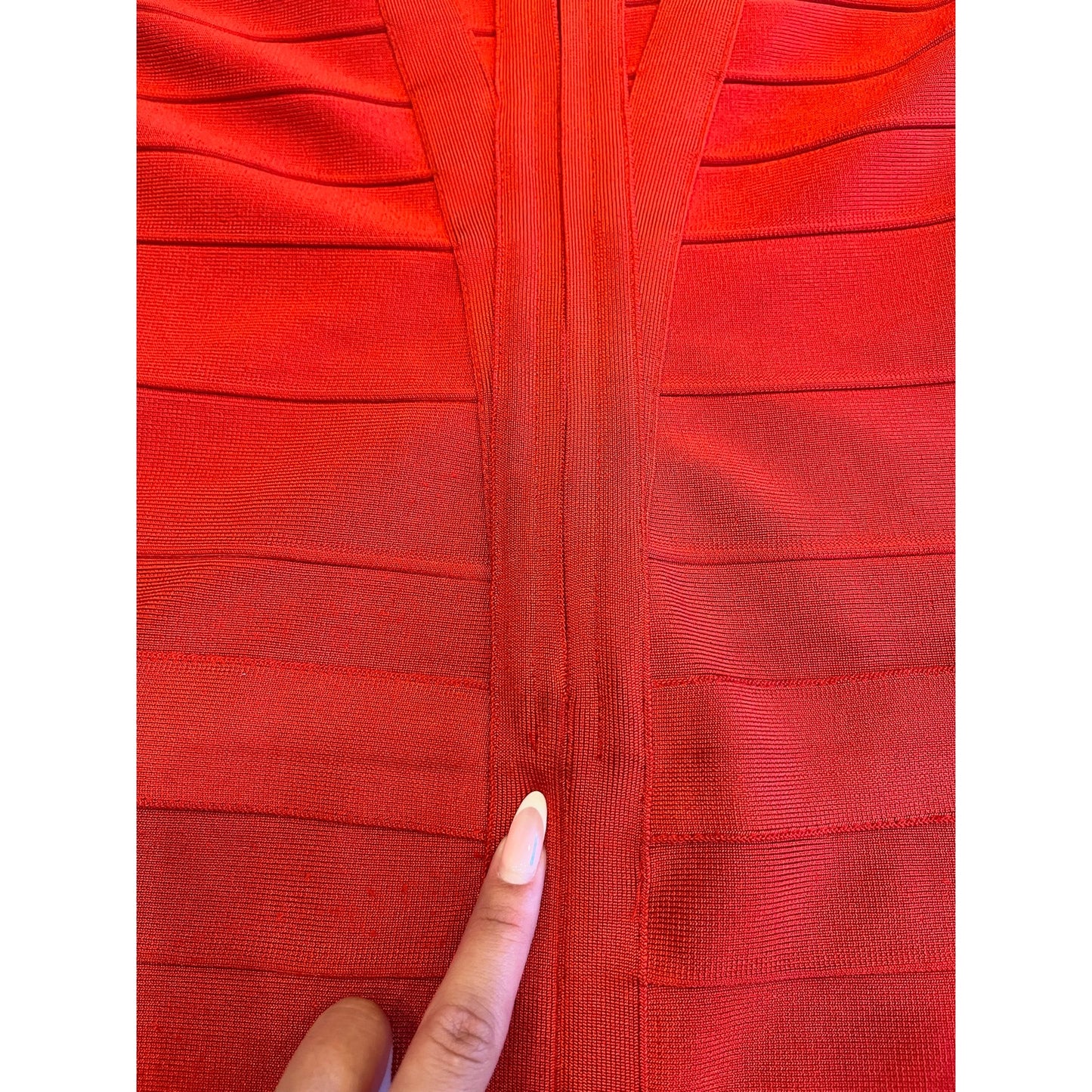 Red Bandage Bodycon Midi Dress Size Large Bustier Crisscross Strap Cocktail