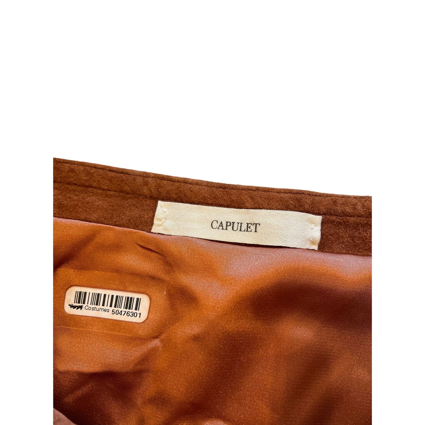 Capulet Brown Faux Suede Wrap Mini Skirt Military Button Detail Size S