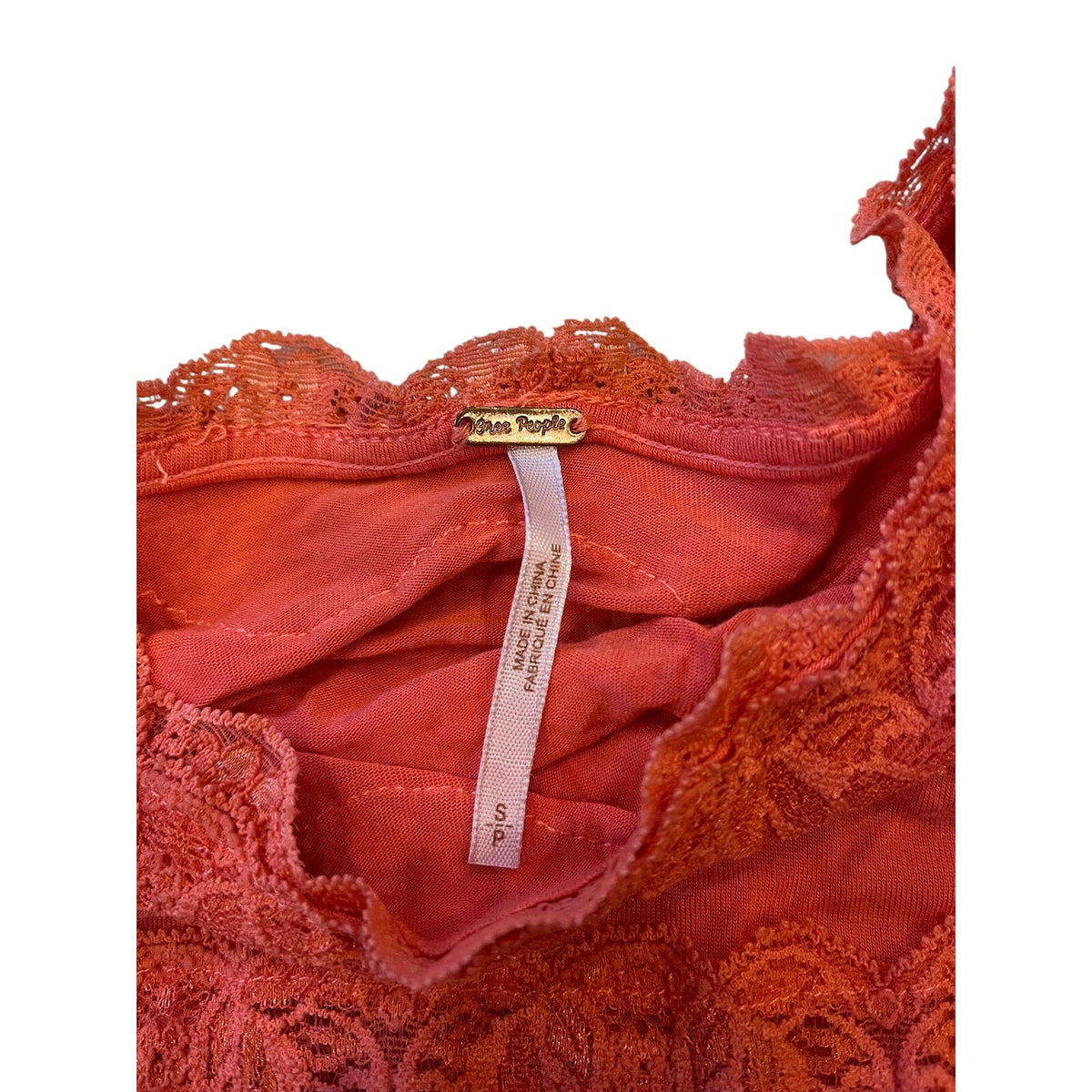 Free People Orange Lace Off Shoulder Babydoll Top Small Boho