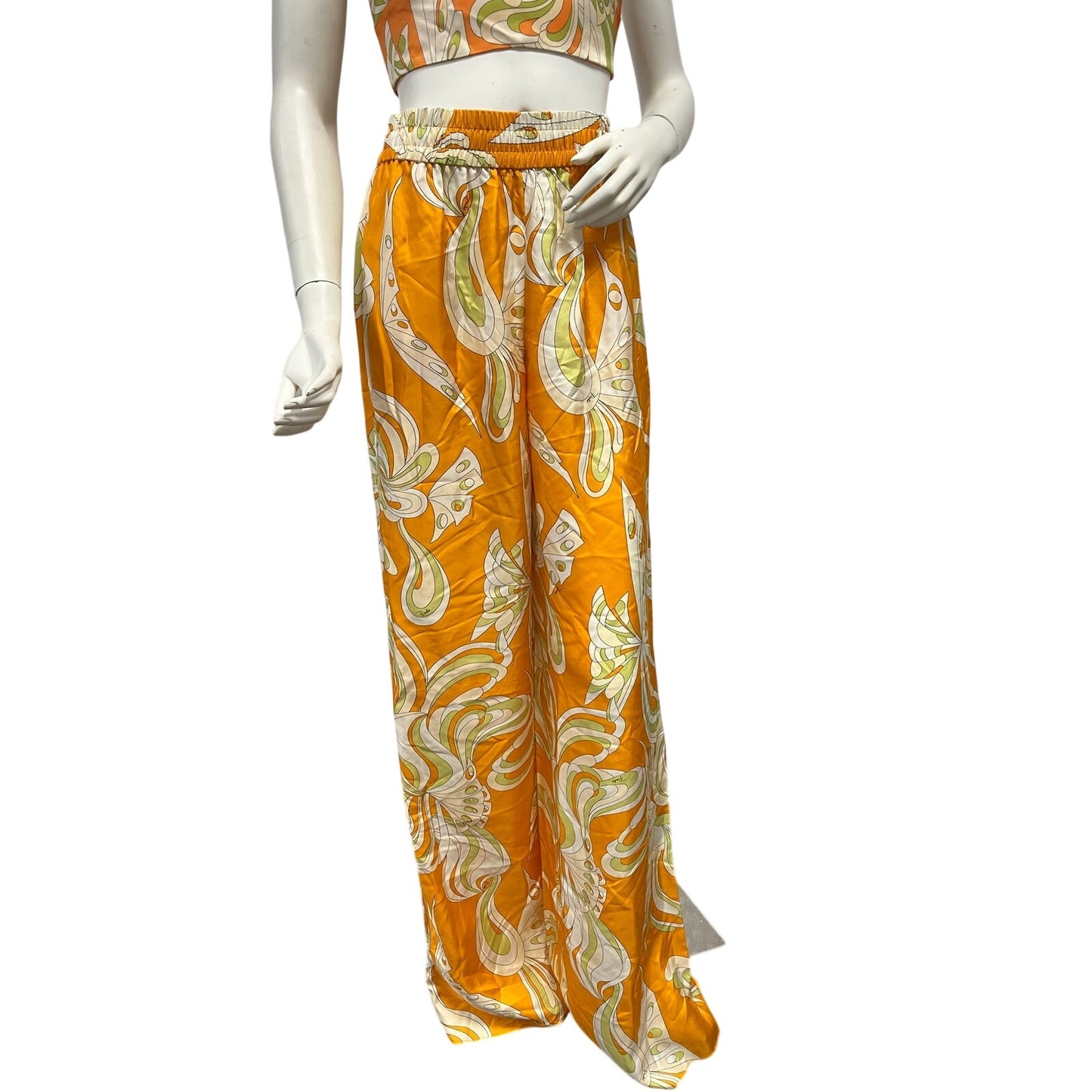 NWT Emilio Pucci Silk Printed Wide Leg Trousers Made in Italy Signature Print