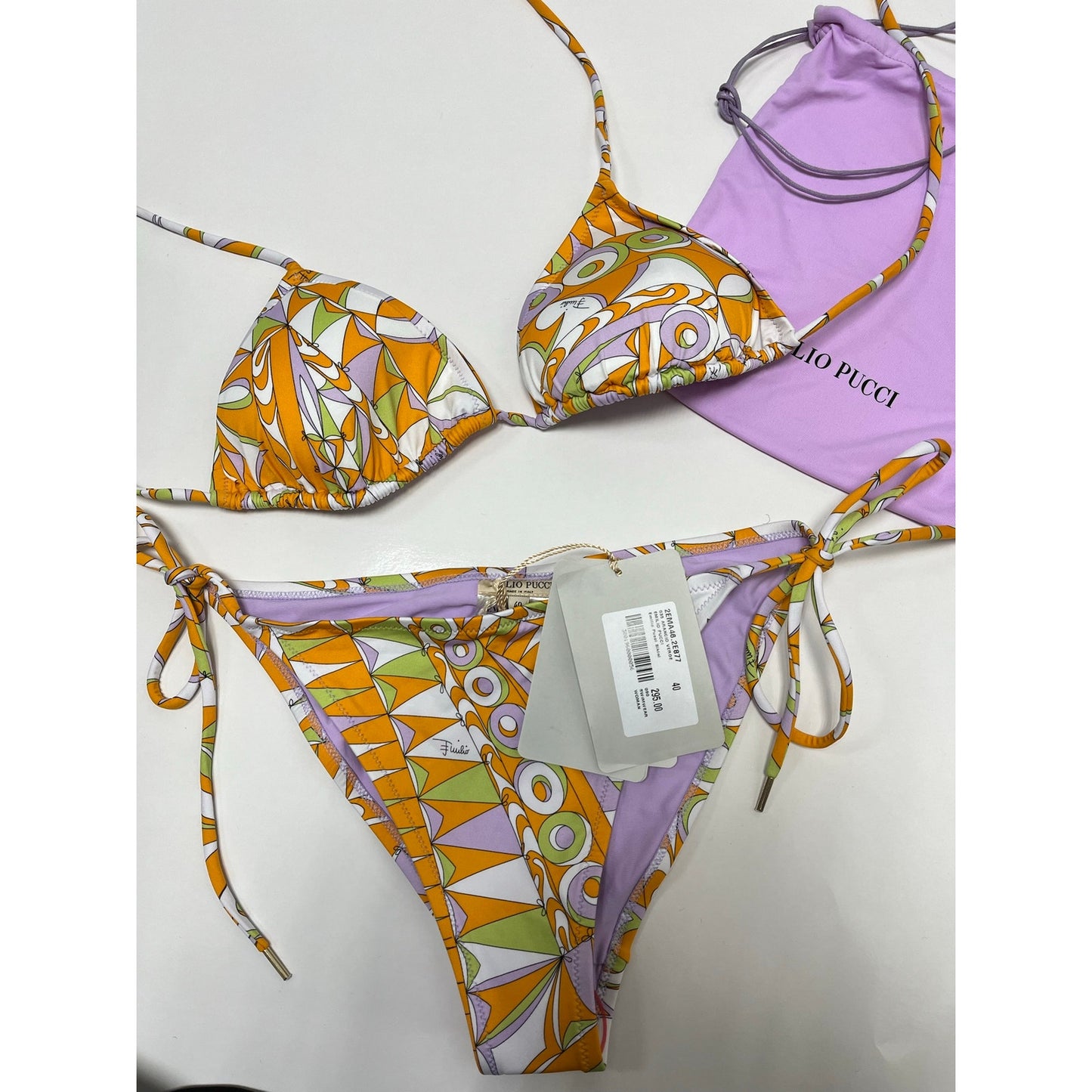 NWT Emilio Pucci Printed Bikini Set w Dust Bag Signature Designer Swimwear
