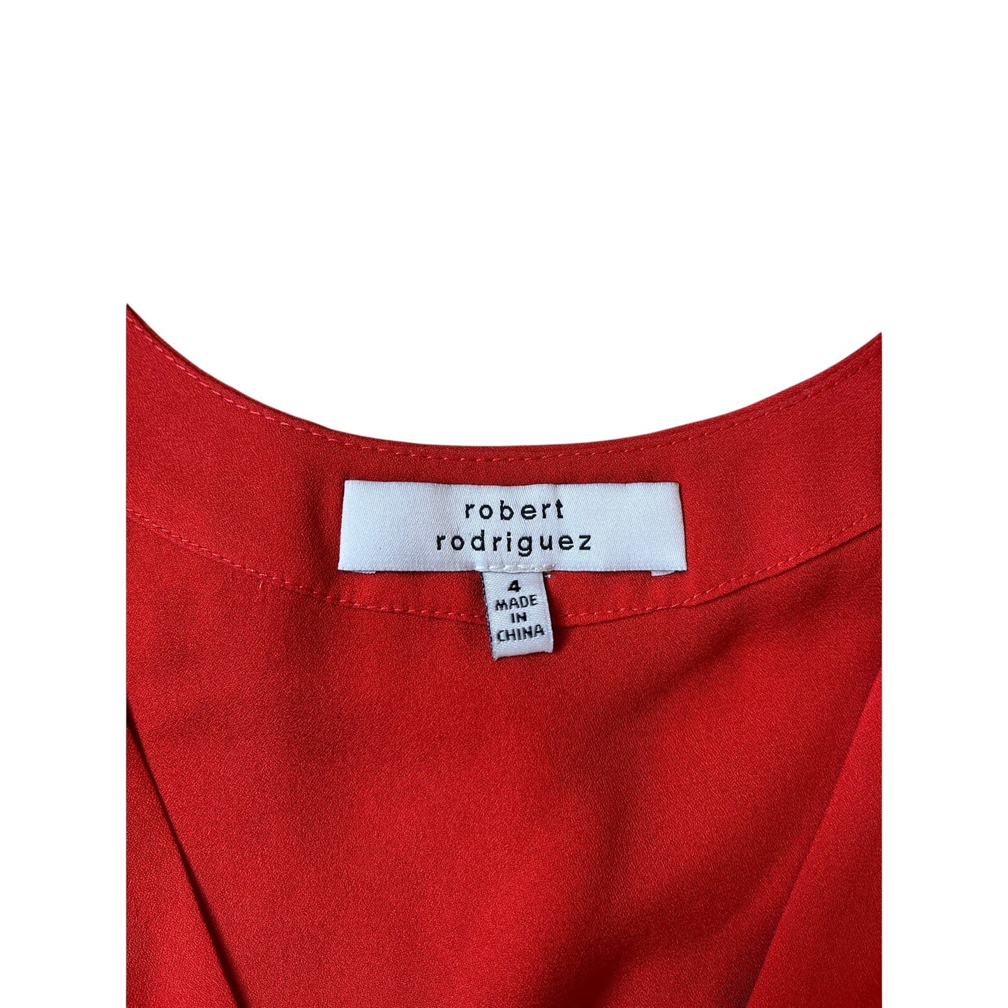 Robert Rodriguez Silk Sleeveless Red Floral Print V-Neck Tank Blouse Size 4