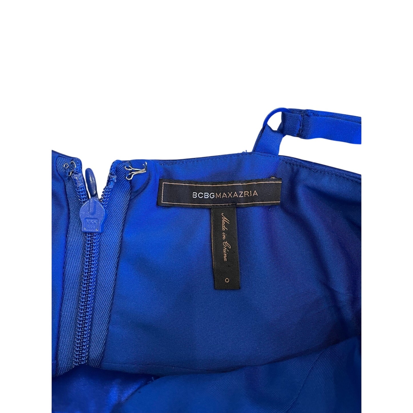 BCBG Max Azria 100% Silk Blue Ruffle Cocktail Dress Size 0