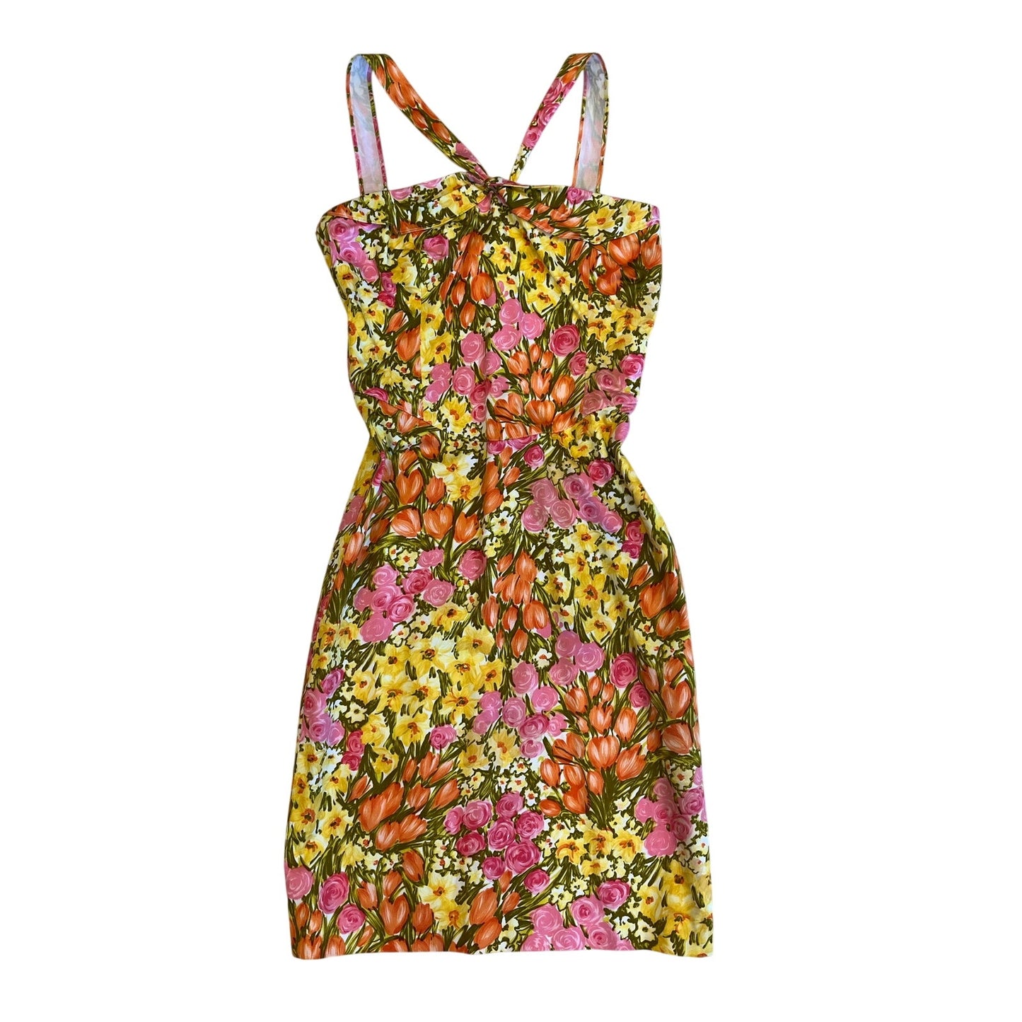 Barneys New York Made in Italy Floral Cotton Sundress Pink Yellow Orange Size 6