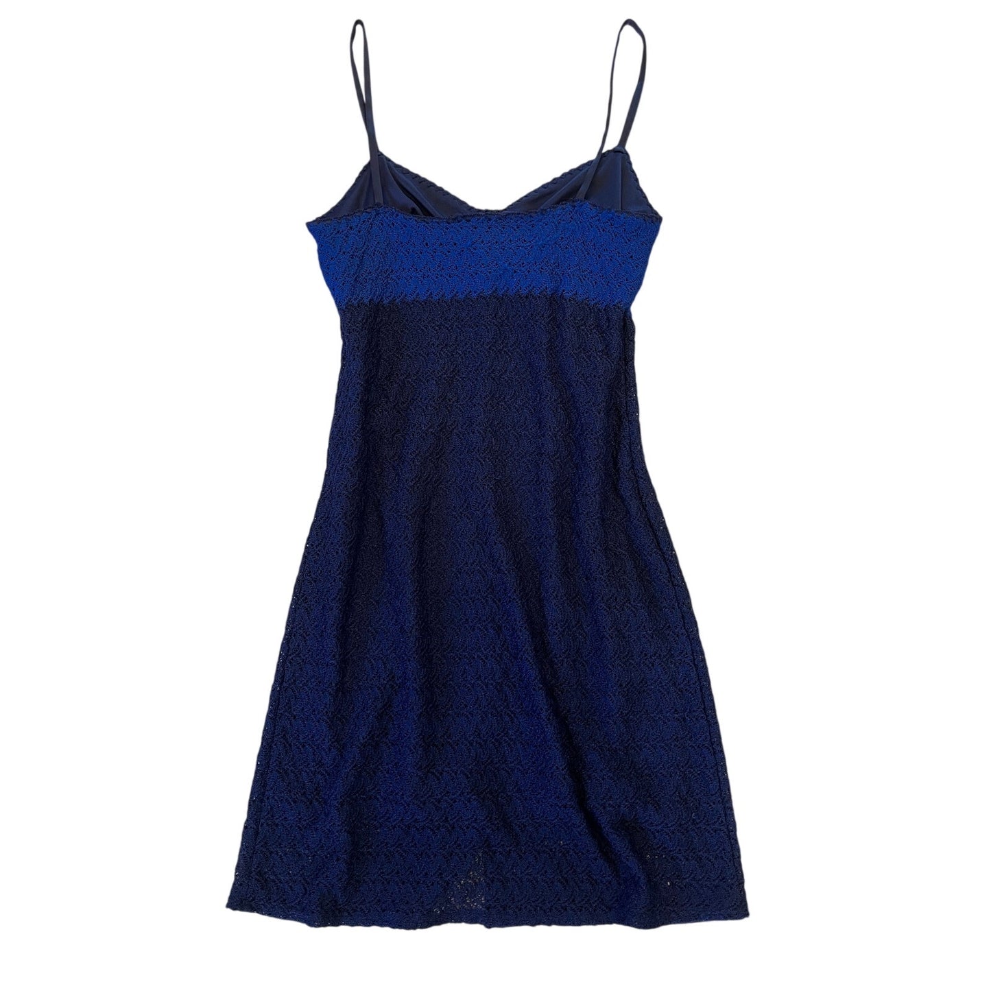 Laundry by Shelli Segal Navy Blue Crochet Lace Slip Dress Spaghetti Strap Small