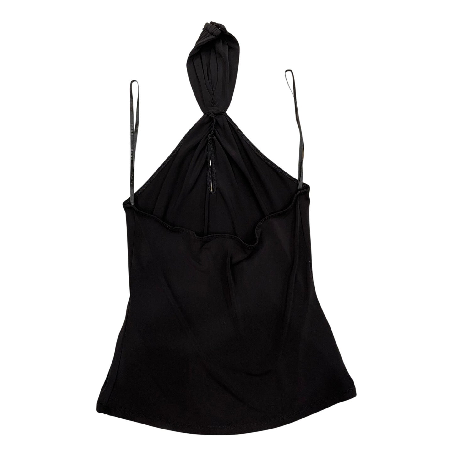 Bebe Black Halter Keyhole Sleeveless Stretch Knit Blouse Top Size M