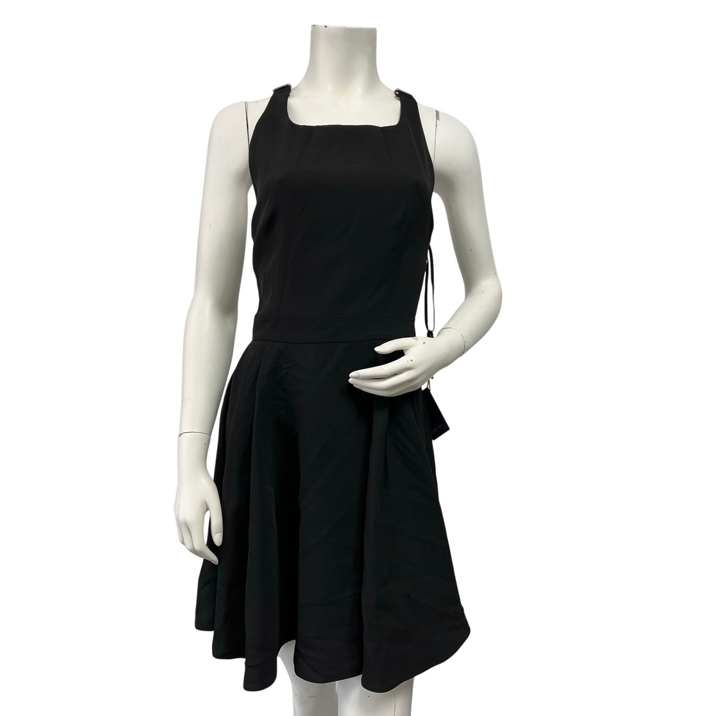 Authentic Prada Triangle Logo Strappy Open Back Mini Dress Black IT 40