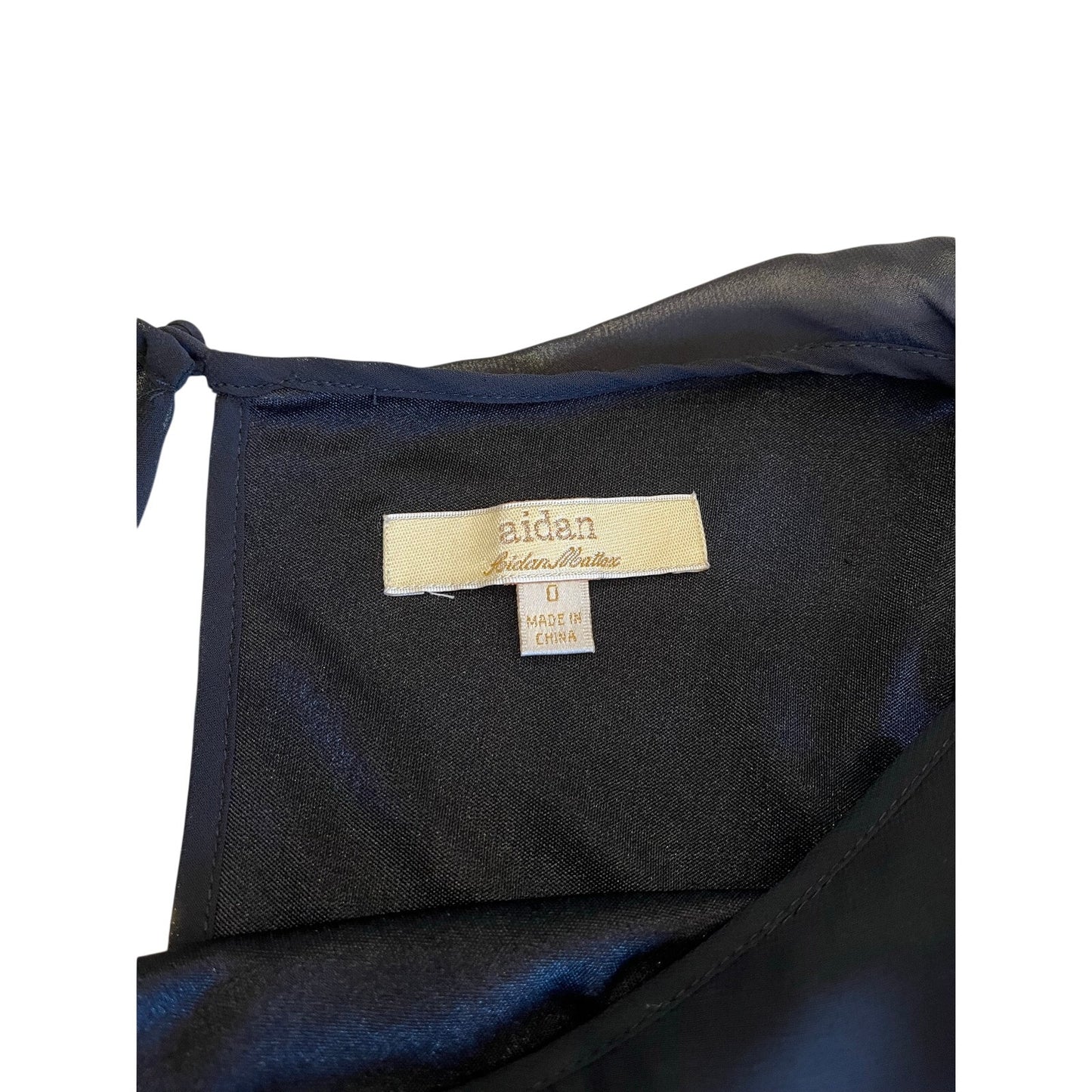Aidan Mattox Size 0 Black Chiffon Sequin Blouson Mini Dress