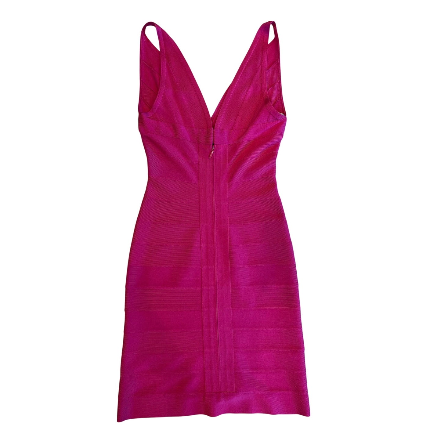 Hervé Léger Pink Bandage Bodycon Dress Size S Deep V Neck