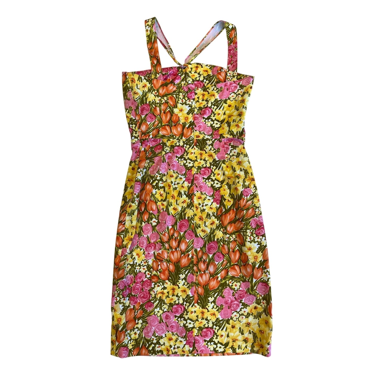 Barneys New York Made in Italy Floral Cotton Sundress Pink Yellow Orange Size 6