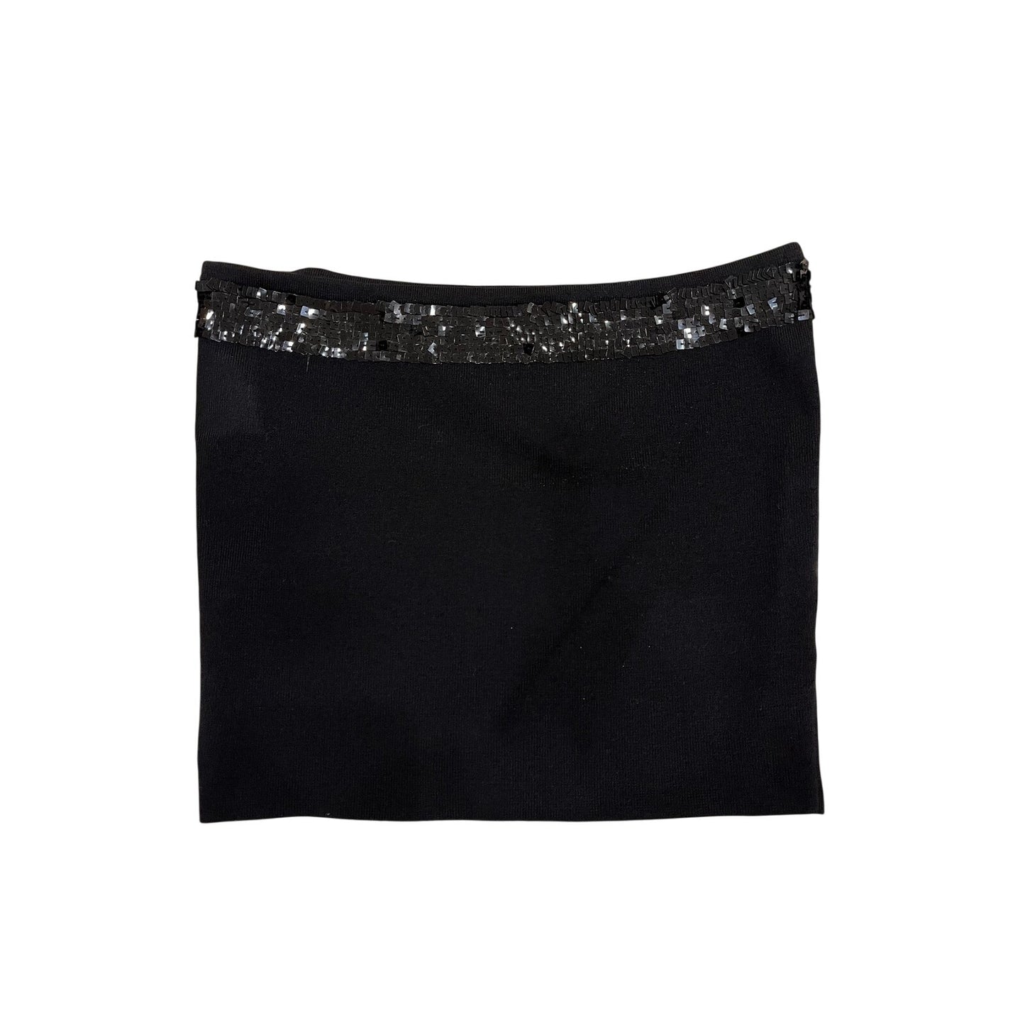 Ralph Lauren Black Sequin Trim Knit Tube Top Strapless Stretch Size S