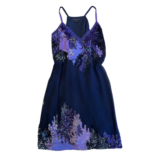 French Connection 2000s Purple Sequin Embellished Slip Party Dress US 0 XS