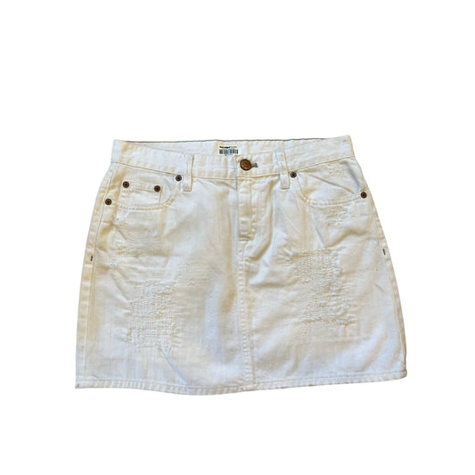 J.Crew White Distressed Denim Mini Skirt Size 2