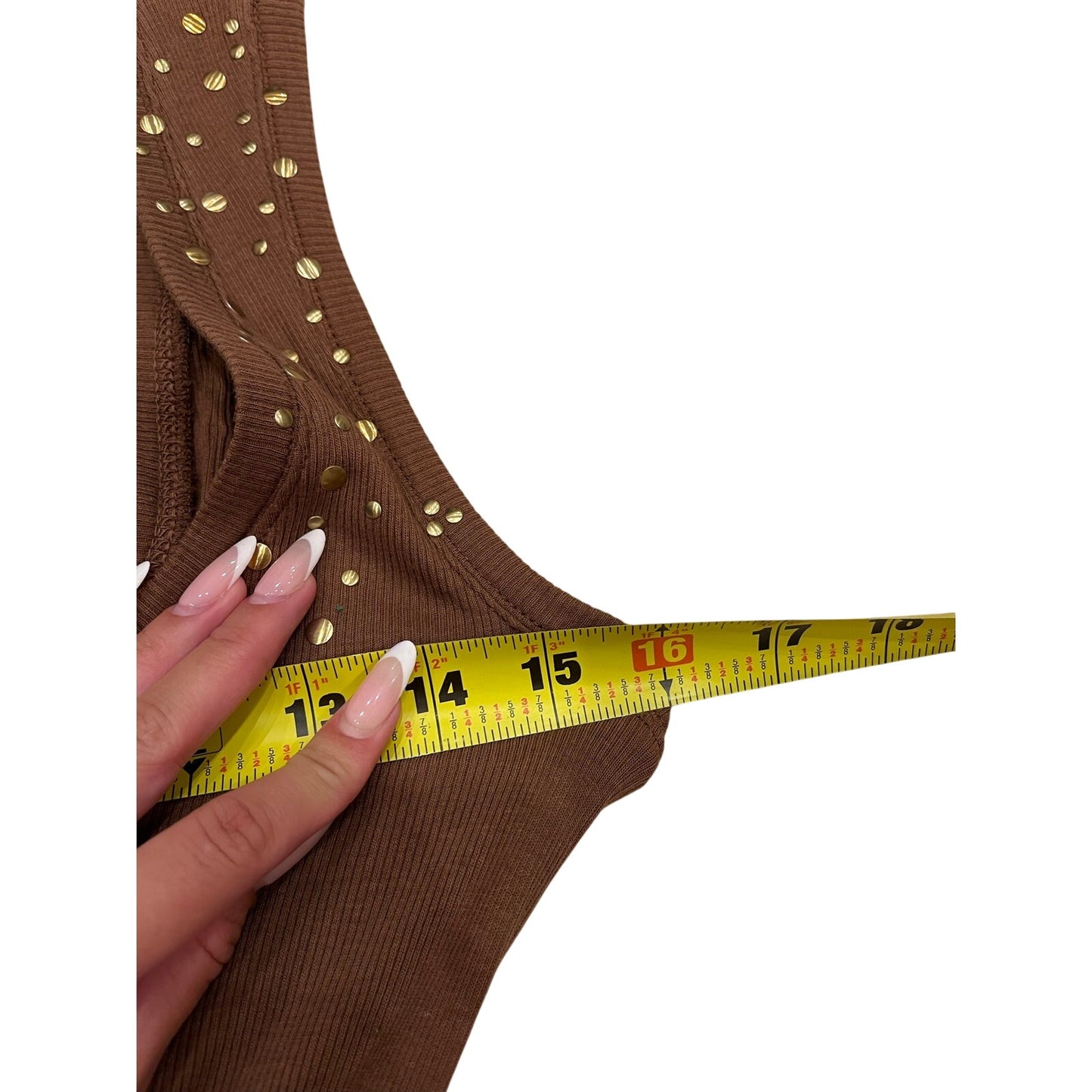 Ya-Ya Love Brown Studded Ribbed Mini Dress Size M 2000s Made USA