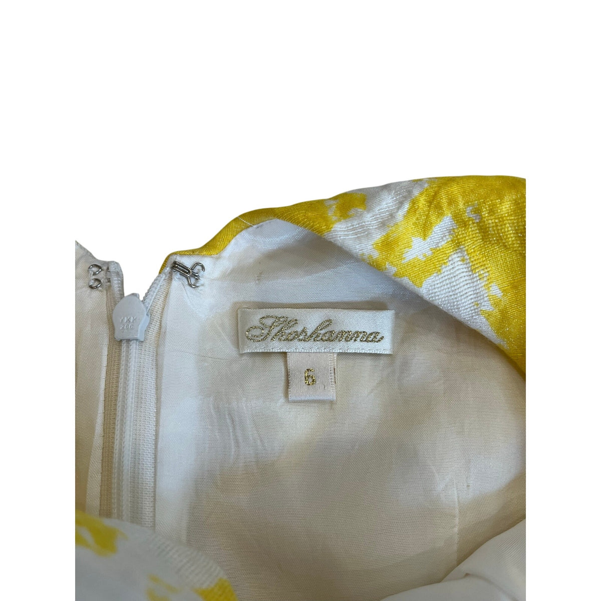 Shoshanna Yellow White Abstract Print Fit & Flare Midi Dress Size 6