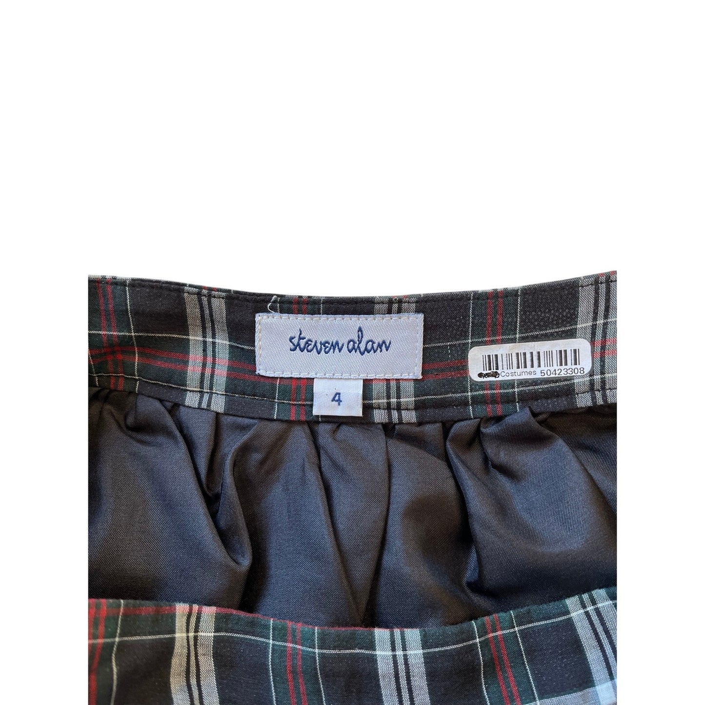 Steven Alan Plaid Pleated Mini Skirt Size 4 Gray Red Schoolgirl Preppy Flare