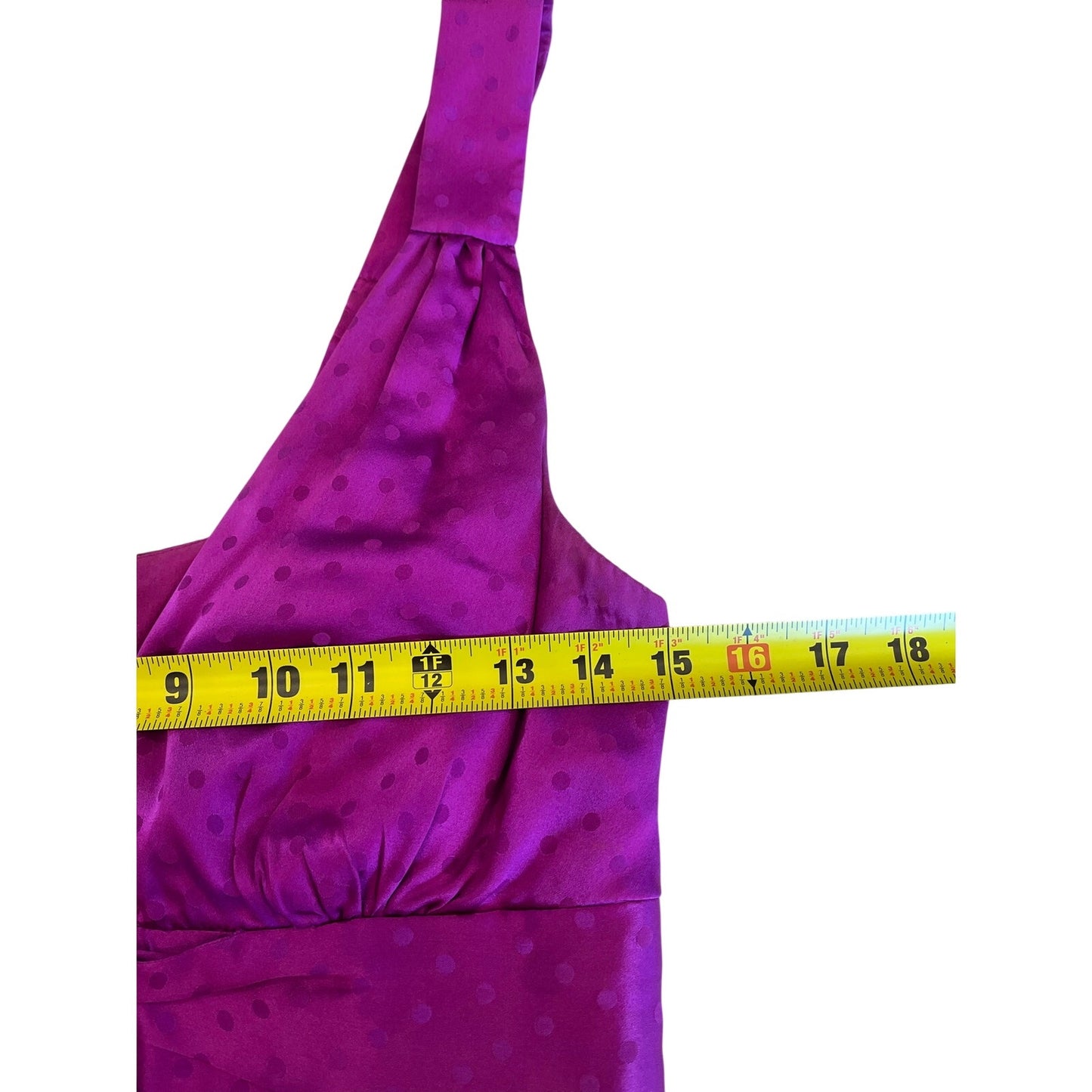 Single Dress 100% Silk Fuchsia Polka Dot Cocktail Dress Sz S Satin Tie Waist