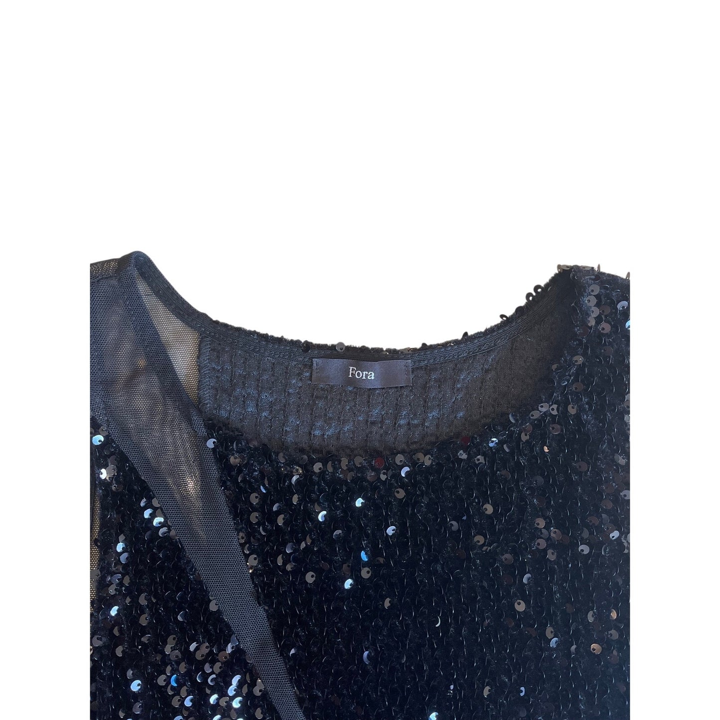 Fora Black Sequin Mesh Cutout Bodycon Mini Dress Sleeveless Party Cocktail