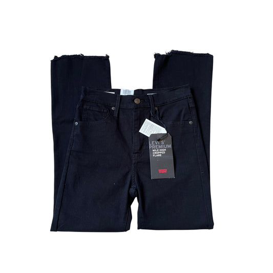 NWT Levi's Premium Mile High Cropped Flare Jeans Black 25x26 Extra High Rise