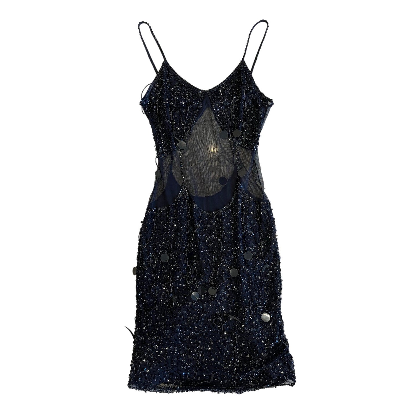 Black Beaded Sequin Mesh Illusion Cutout Bodycon Mini Dress