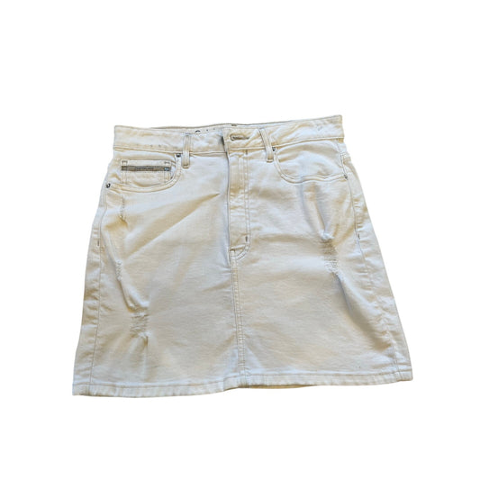 Calvin Klein White Distressed Denim Mini Skirt Size 30