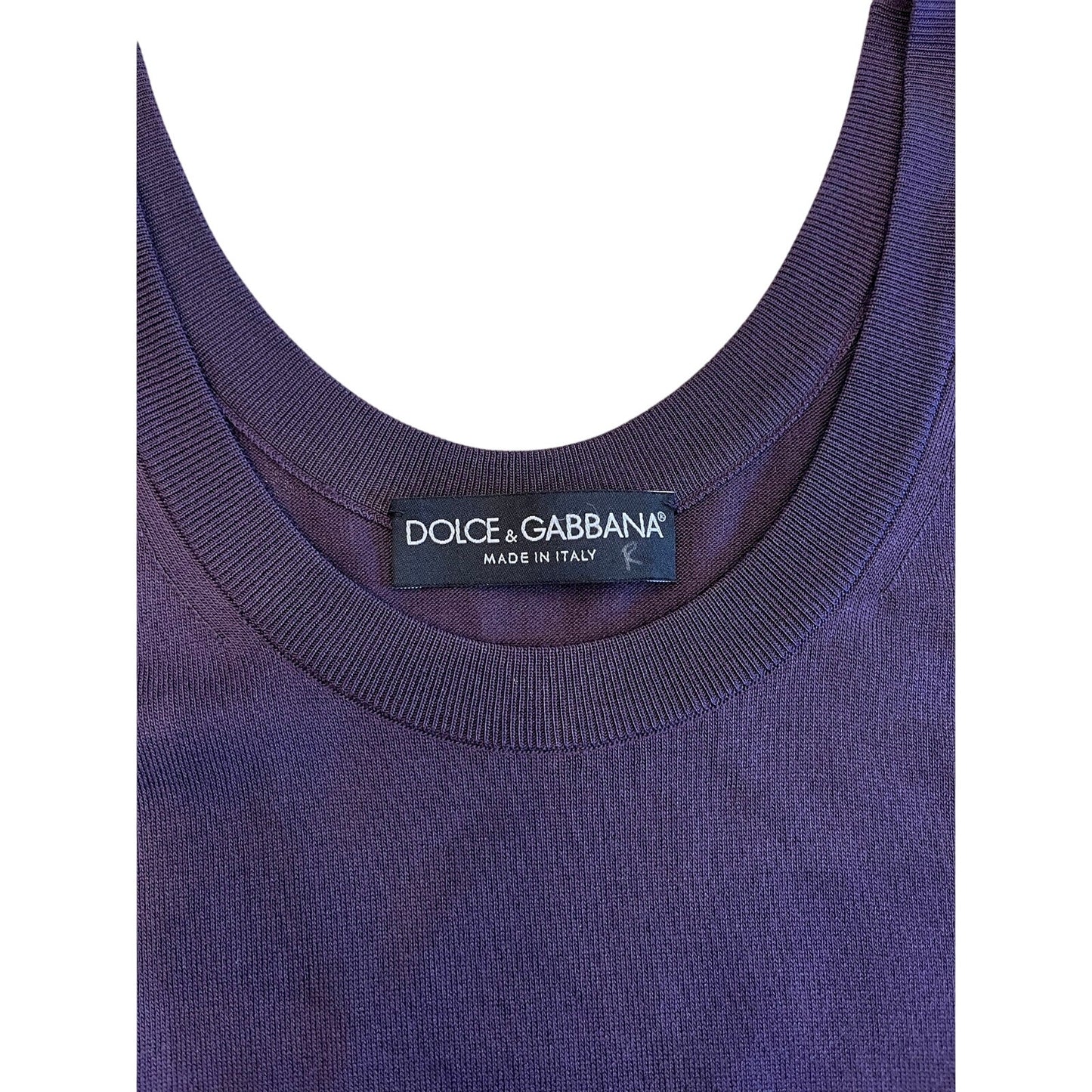 Dolce & Gabbana 100% Silk Plum Purple Sleeveless Knit Tank Top Made Italy
