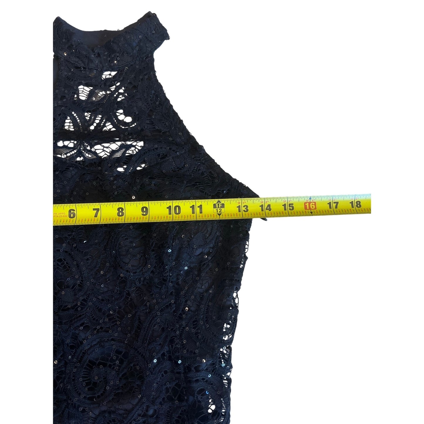 Speechless Size 3 Black Sequin Lace Halter Maxi Dress Open Strappy Back