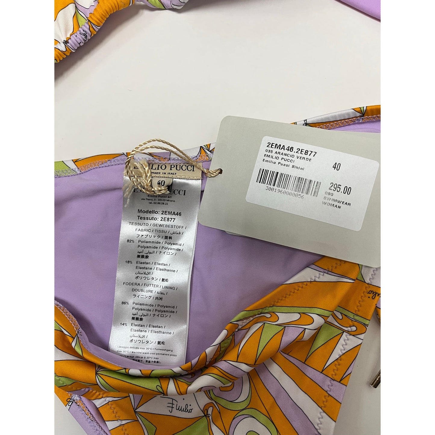 NWT Emilio Pucci Printed Bikini Set w Dust Bag Signature Designer Swimwear