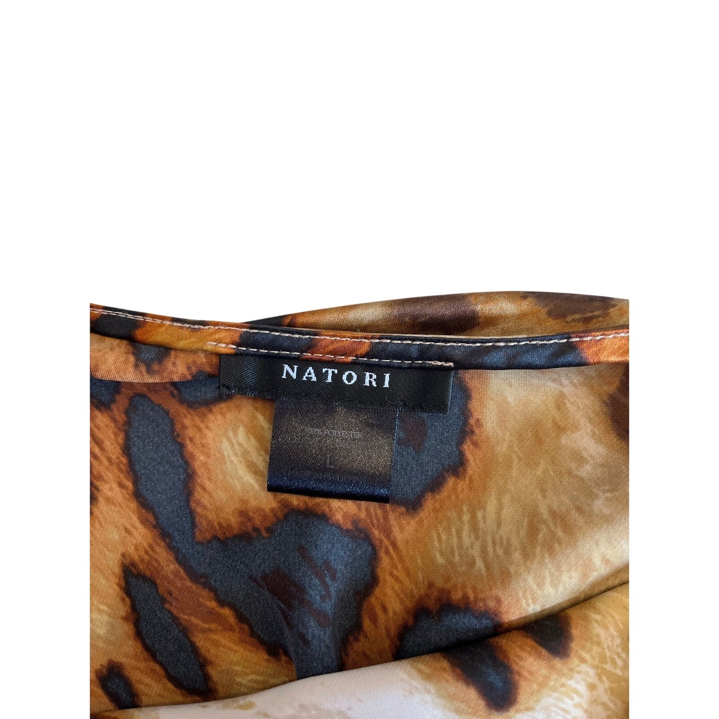 Natori Leopard Print Slip Midi Dress Animal Print Spaghetti Strap Size L