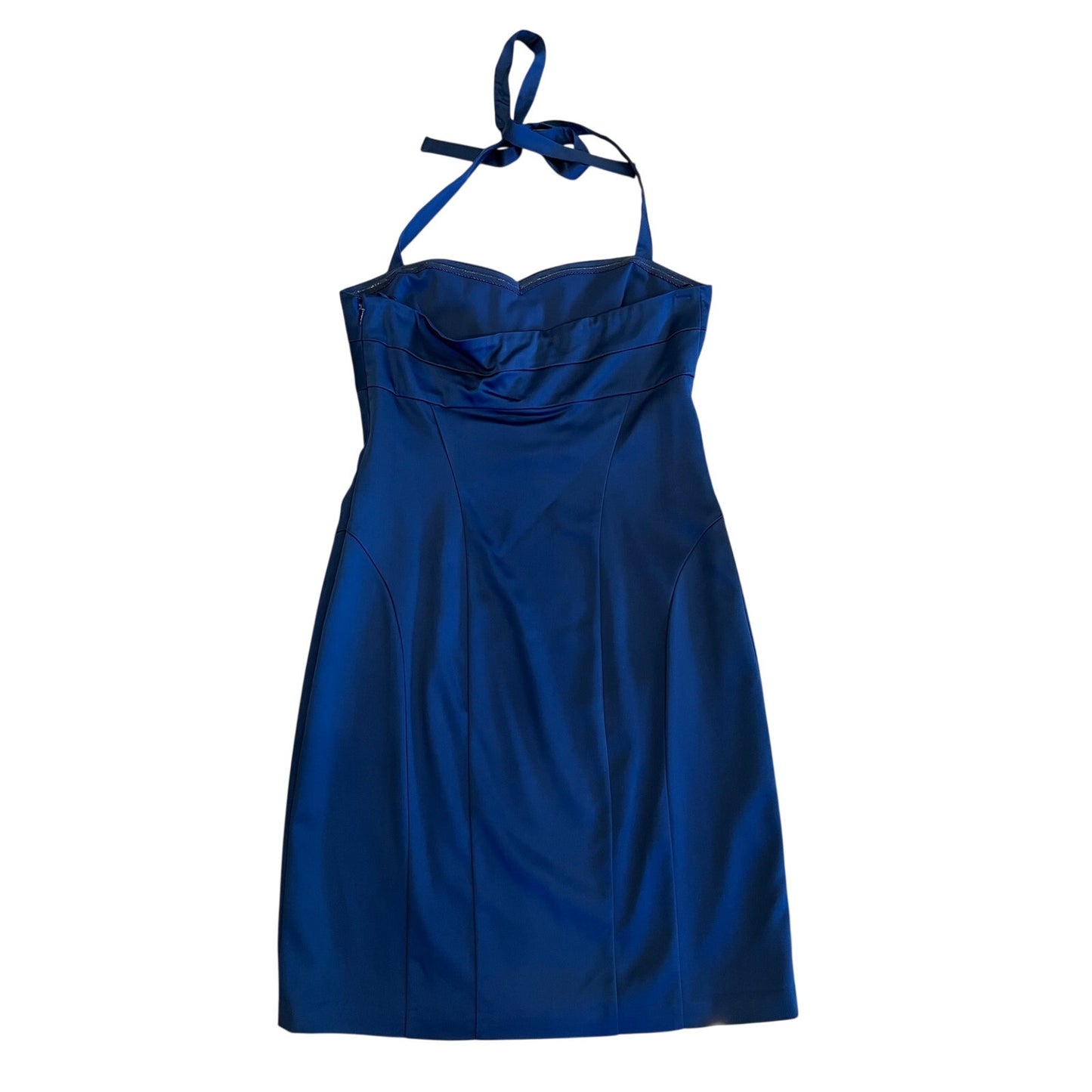BCBGMAXAZRIA Blue Satin Halter Cocktail Dress Size 6 NWT $278