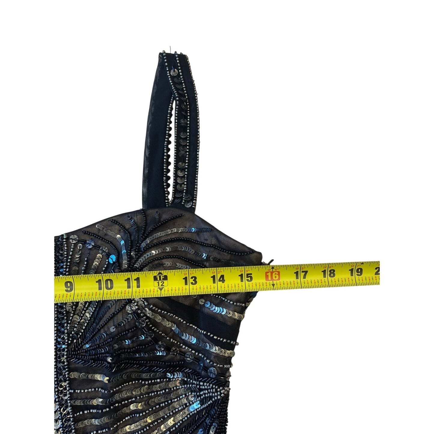 Bebe Black Beaded Sequin Fringe Bodycon Cocktail Dress Size S Gatsby Party Mini