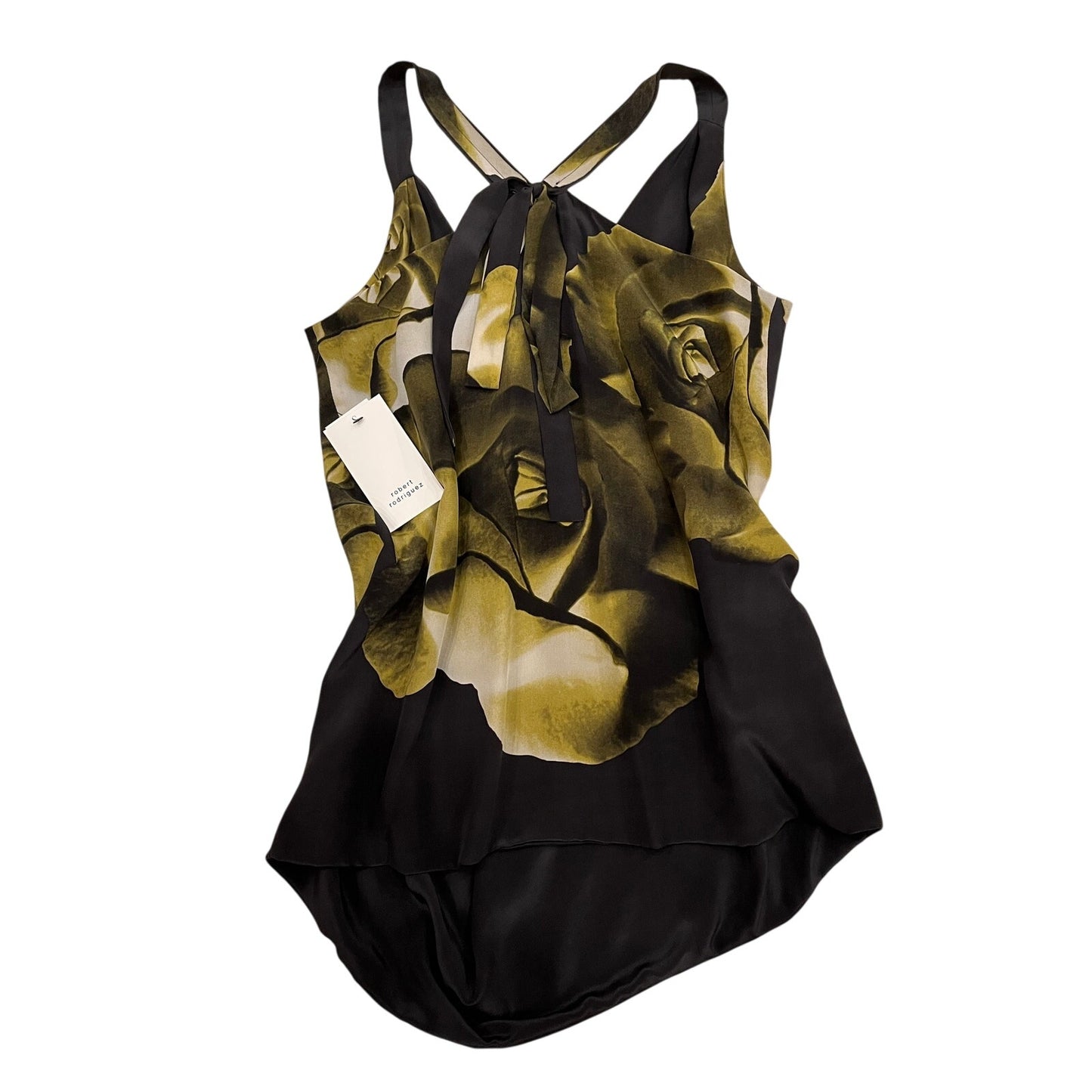 NWT Robert Rodriguez Silk Rose Print Draped Halter Cocktail Dress Size 2