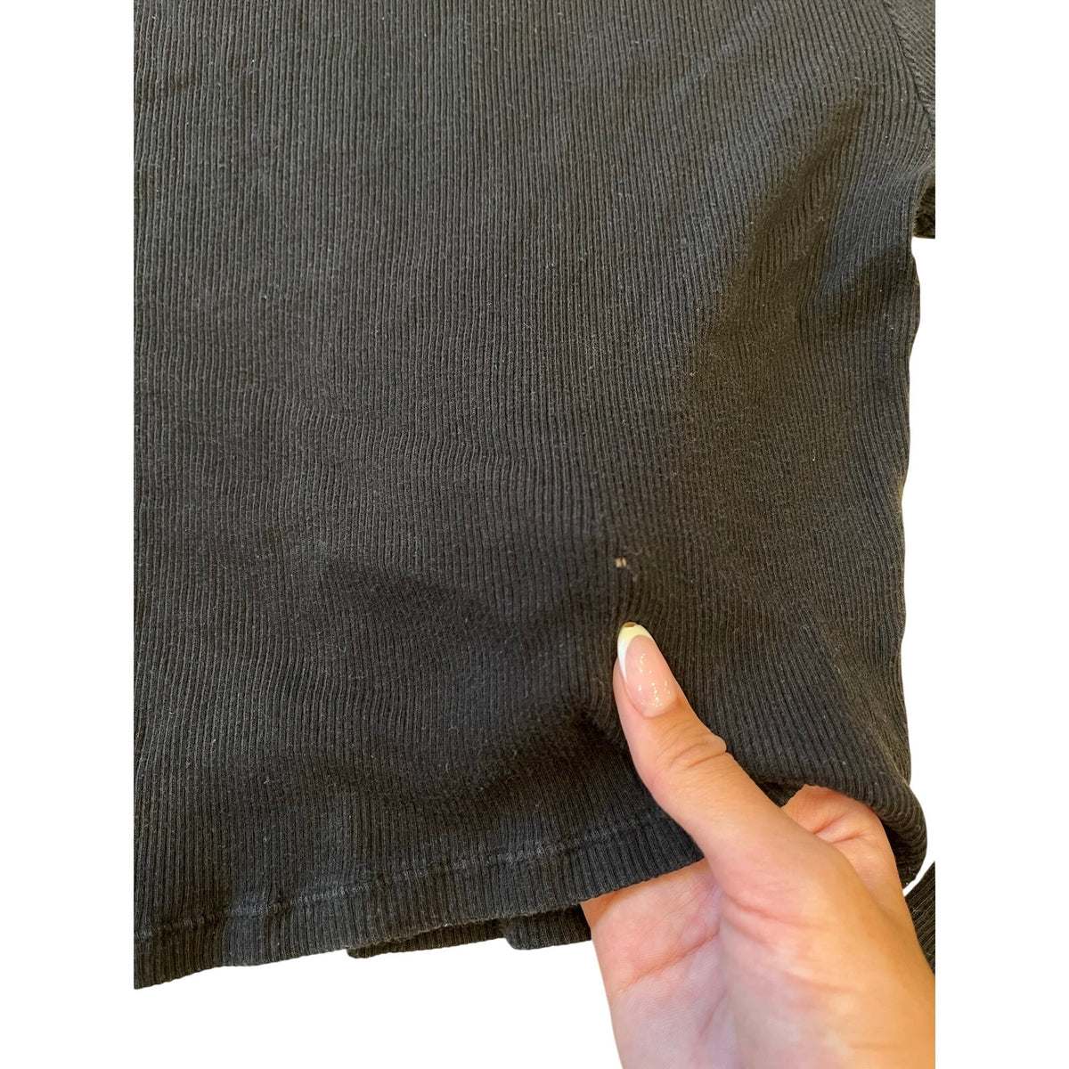 Tna Aritzia Black Ribbed Fitted Long Sleeve Top Size S