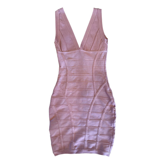 House of CB Jenna Nude Pink Bandage Bodycon Mini Dress XS Deep V Discontinued